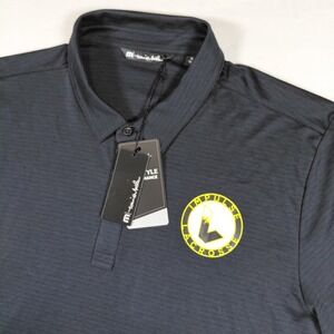 Travis Mathew Bayfront Solid Polo Shirt Mens XL Black Impulse Lacrosse Logo Golf
